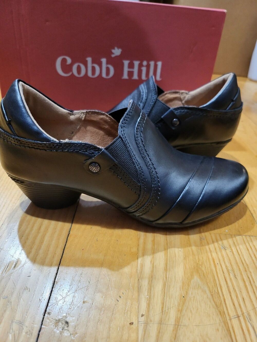 Rockport Cobb Hill Women’s Laurel Black Leather Dress Heeled Pumps Size 5 M